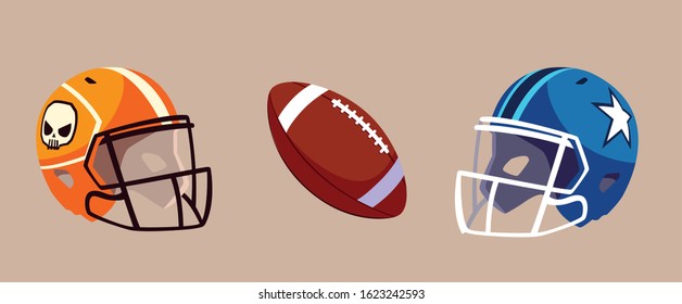 set of icon american football, super bowl vector illustration design