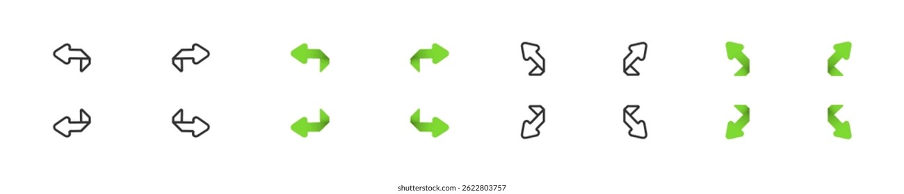 Set icon arrows. Arrow icons in vector design. Turn arrow graphic sign. Symbol right, up, left and down. Rotate arrows