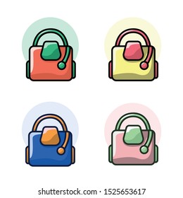 Set of icon bag illustration with full color and clean background