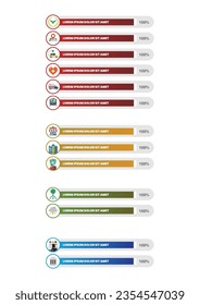 Conjunto de iconos con plantilla de gráfico de barras. Ilustración del vector