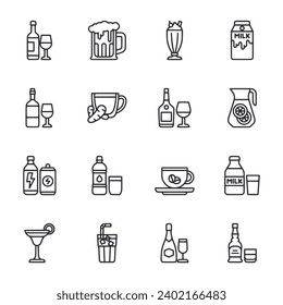 Set of icon Beverage isolated on white