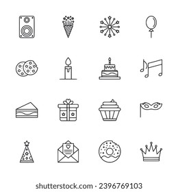 Set of icon birthday decoration