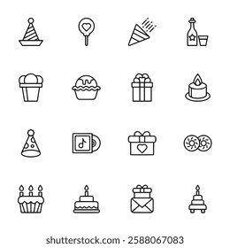 Set of icon Birthday Party