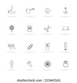 set icon black line vector illustration on white