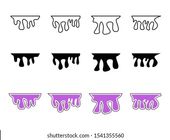 set icon of black paint vector, current drops, paint drips.