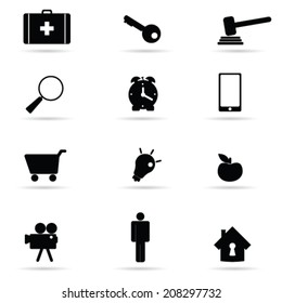 set of icon in black vector illustration on white