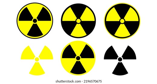 Set of icon with black and yellow radiation. Vector icons on background.
