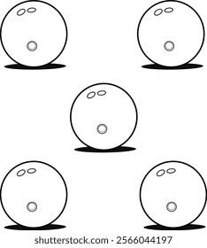 Set icon Bowling's design, with various design shapes, with a hand drawn black outline style