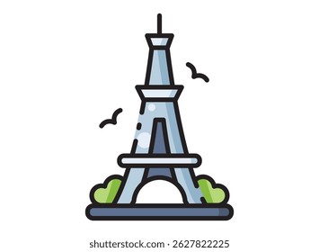 set icon of an Building Eiffel Tower Fill Style