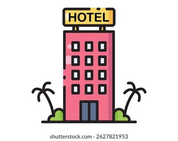 set icon of an Building Hotel Fill Style