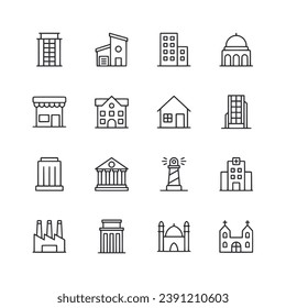Set of icon building isolated on white