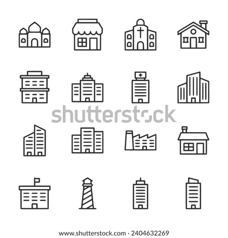 Set of icon building isolated on white