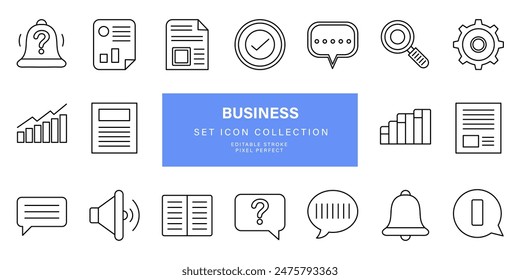 Set icon of business symbol simple outline vector design	
