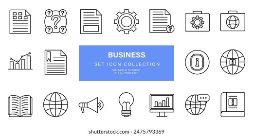 Set icon of business symbol simple outline vector design	