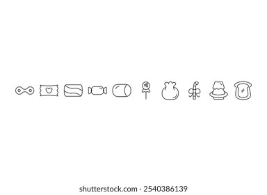 Set icon candy. Set of candy icon vector out line, sweet candy for kid,with black and whaite background.