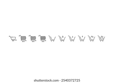 Definir carrinho de ícone. Vetor de ícone de cesta, download e cheio