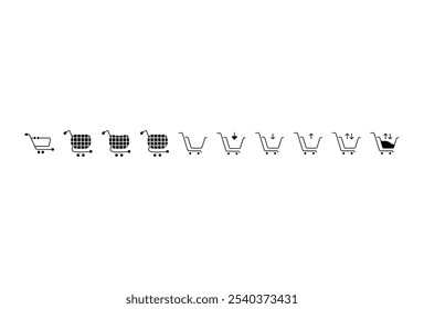 Set icon cart. Basket icon vector, download and full black and whaite