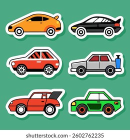 Set of icon Cartoon Car, Colorful and Fun Illustration of Classic Cars