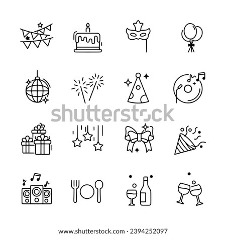 Set of icon Celebration decoration 