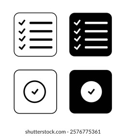 Set Icon  Checklist symbol. Editable stroke. Vector illustration.