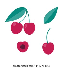 Set of icon cherry berry in flat style. graphic element