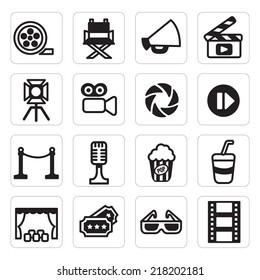 set icon of cinema and movie