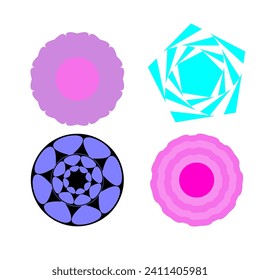 set icon of circle like flower