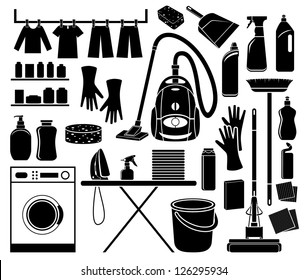 Set of icon cleaning. vector