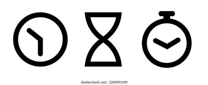 set icon of clock isolated in white background full editable and resizeable
