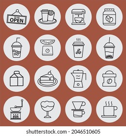 Set icon coffee shop, food and drink symbol. editable file