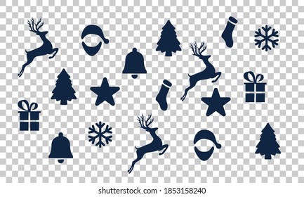 set icon collection ornament christmas isolated on transparent background
