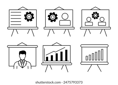 Set icon of communication symbol simple outline vector design	