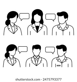 Set icon of communication symbol simple outline vector design