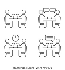Set icon of communication symbol simple outline vector design	
