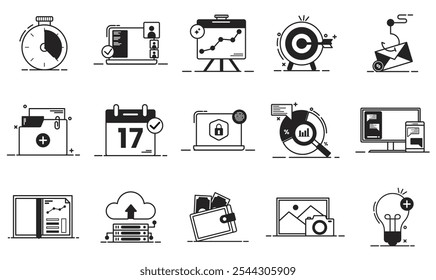 Set of icon company or start up structure organization, linear icon isolated white background.