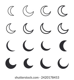 Set of icon Crescent moon