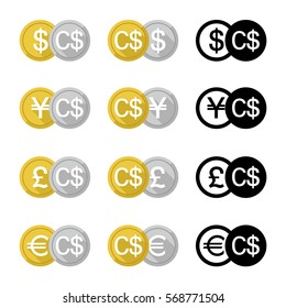 set icon currency converter, exchange foreign currency for the country, especially Canada