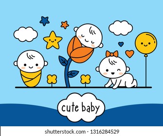 set icon cute baby