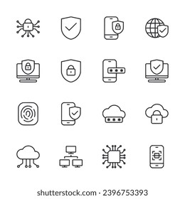 Set of icon cyber security