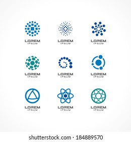 Set of icon design elements. Abstract logo ideas for business company, communication, technology, science and medical concepts.  Pictograms for corporate identity template. Stock Illustration (Vector)