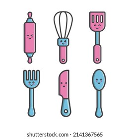 set icon design of several kitchen utensils