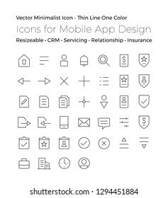 A set of Icon Design for UI mobile & tablet App design. Thin Vector icons. Perfect for CRM, Finance, Service, Banking.