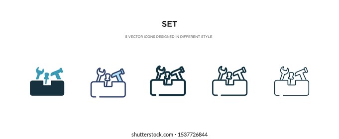 set icon in different style vector illustration. two colored and black set vector icons designed in filled, outline, line and stroke style can be used for web, mobile, ui