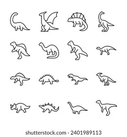 Set of icon Dinosaur isolated on white