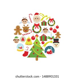 set icon doodle Christmas template vector