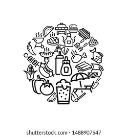set icon  doodle food vector template