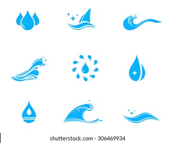 Set Icon With Drop And Wave Silhouette