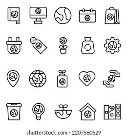 Set Of Icon Earth Day With Outline Style. Contains such Icons as Ecology, Earth, Global, Recycling, Etc. 