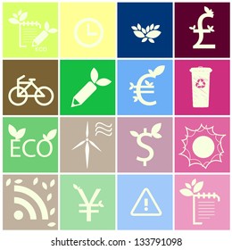 Set icon with eco plant. Vector illustration