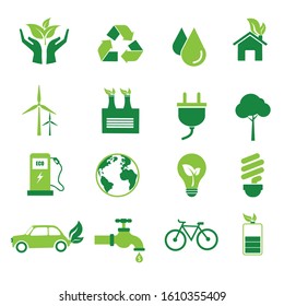 set icon ecology green nature on white background. sustainable development symbol concept.  vector illustration modern flat design.